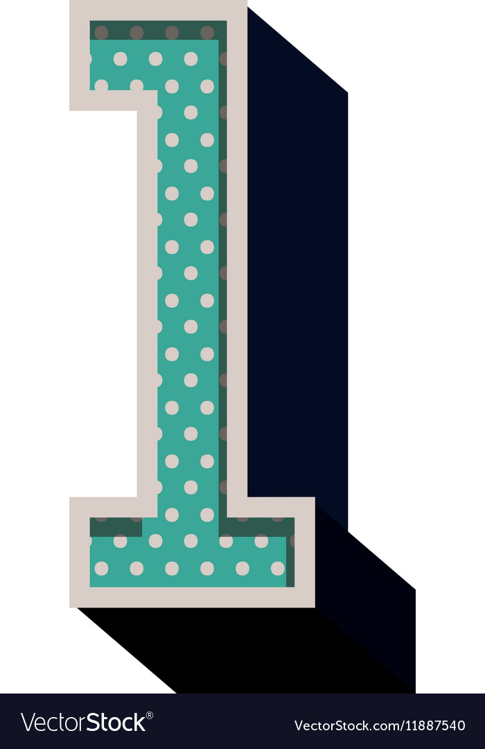 Three-dimensional number one dotted in green color