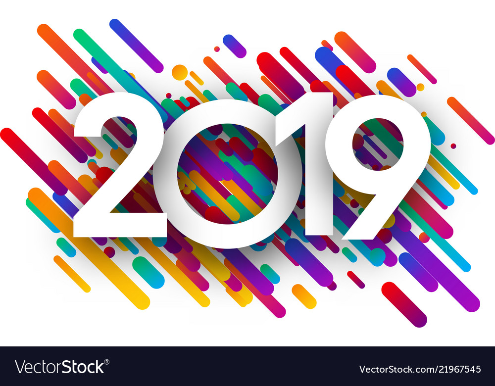 2019 new year background with colorful strokes vector image 2019 new year background with colorful strokes