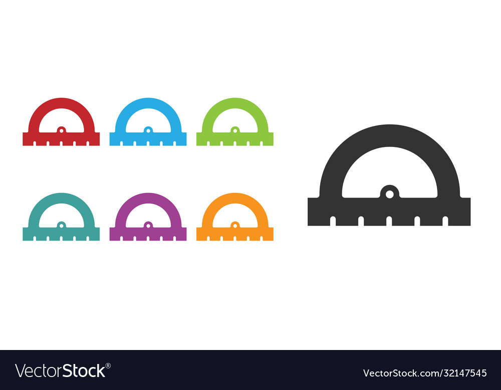 Black protractor grid for measuring degrees icon