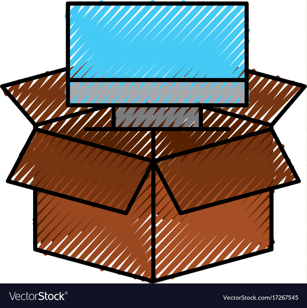 Cardboard box computer storage system technology Vector Image