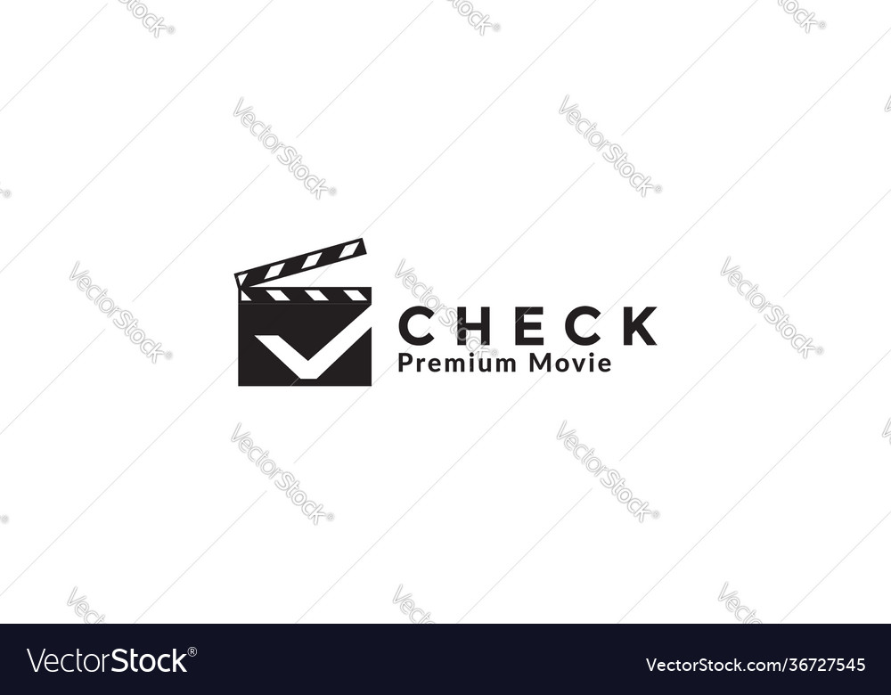 Clapper board with check mark logo symbol icon