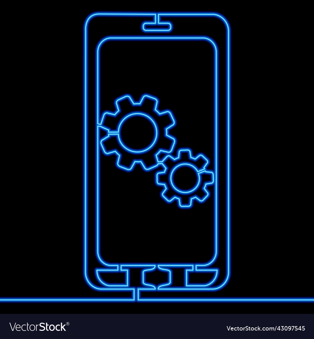 Continuous line drawing software mobile app neon vector image Continuous line drawing software mobile app neon