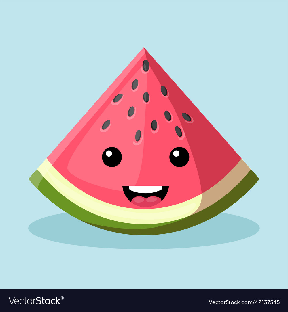 Cute kawaii watermelon slice Royalty Free Vector Image