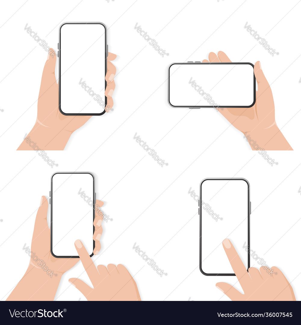 Design template with smartphone hand rotate vector image Design template with smartphone hand rotate