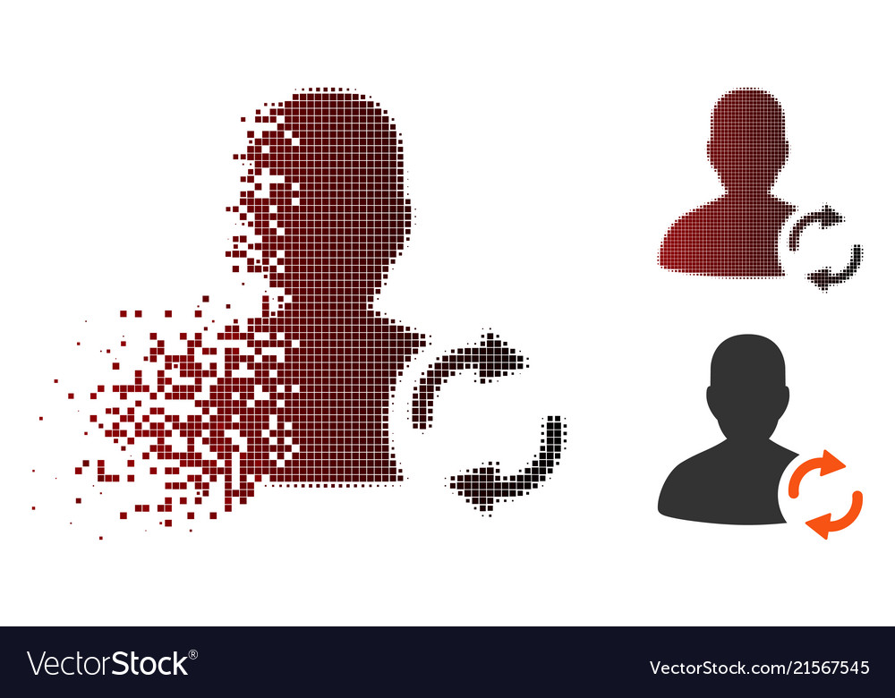 Dust pixel halftone refresh user icon vector image Dust pixel halftone refresh user icon