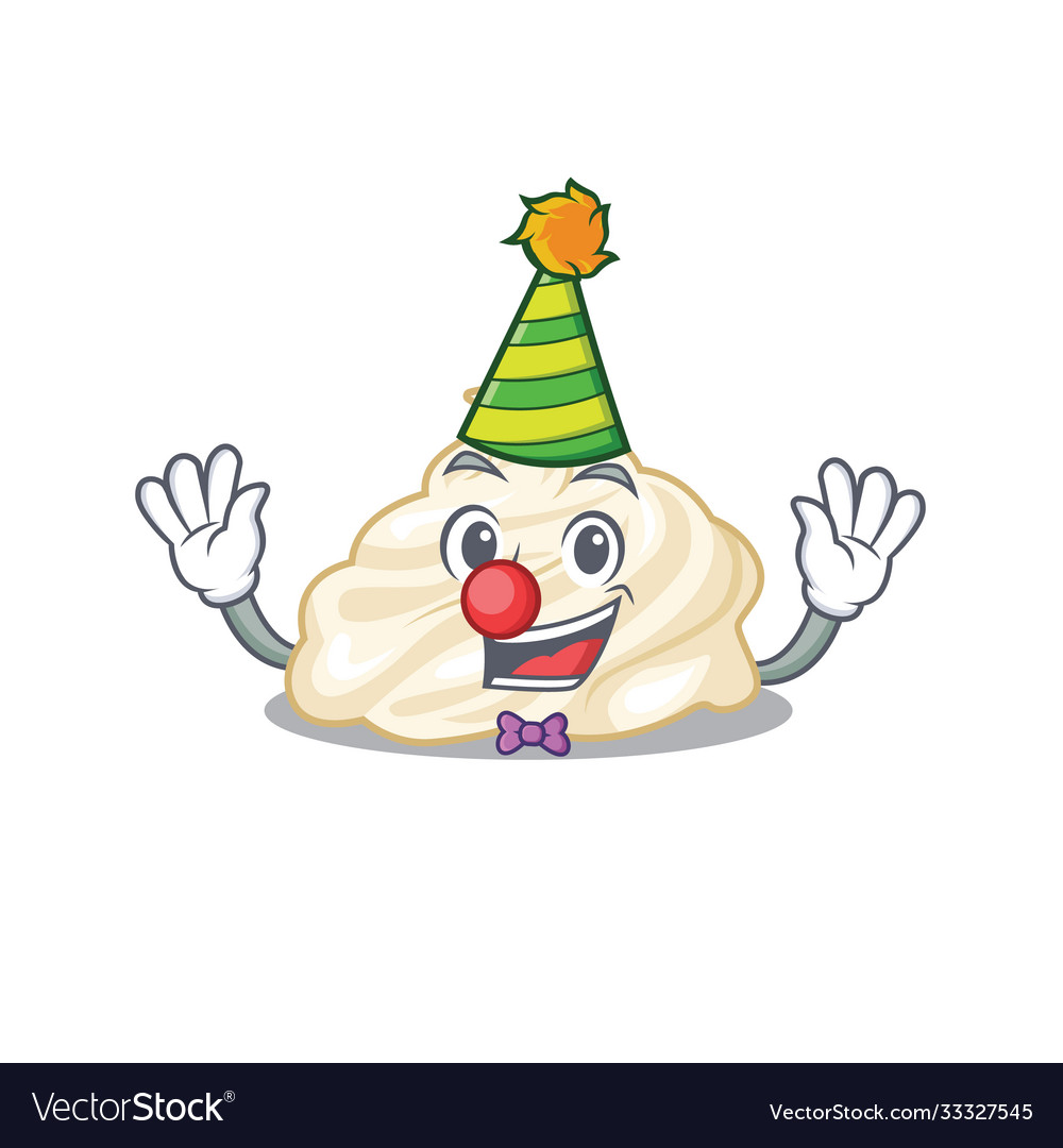 Funny clown whipped cream cartoon character Vector Image