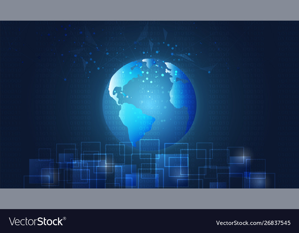 Global network connection with world map