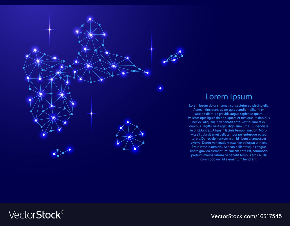 Guadeloupe map of polygonal mosaic lines network