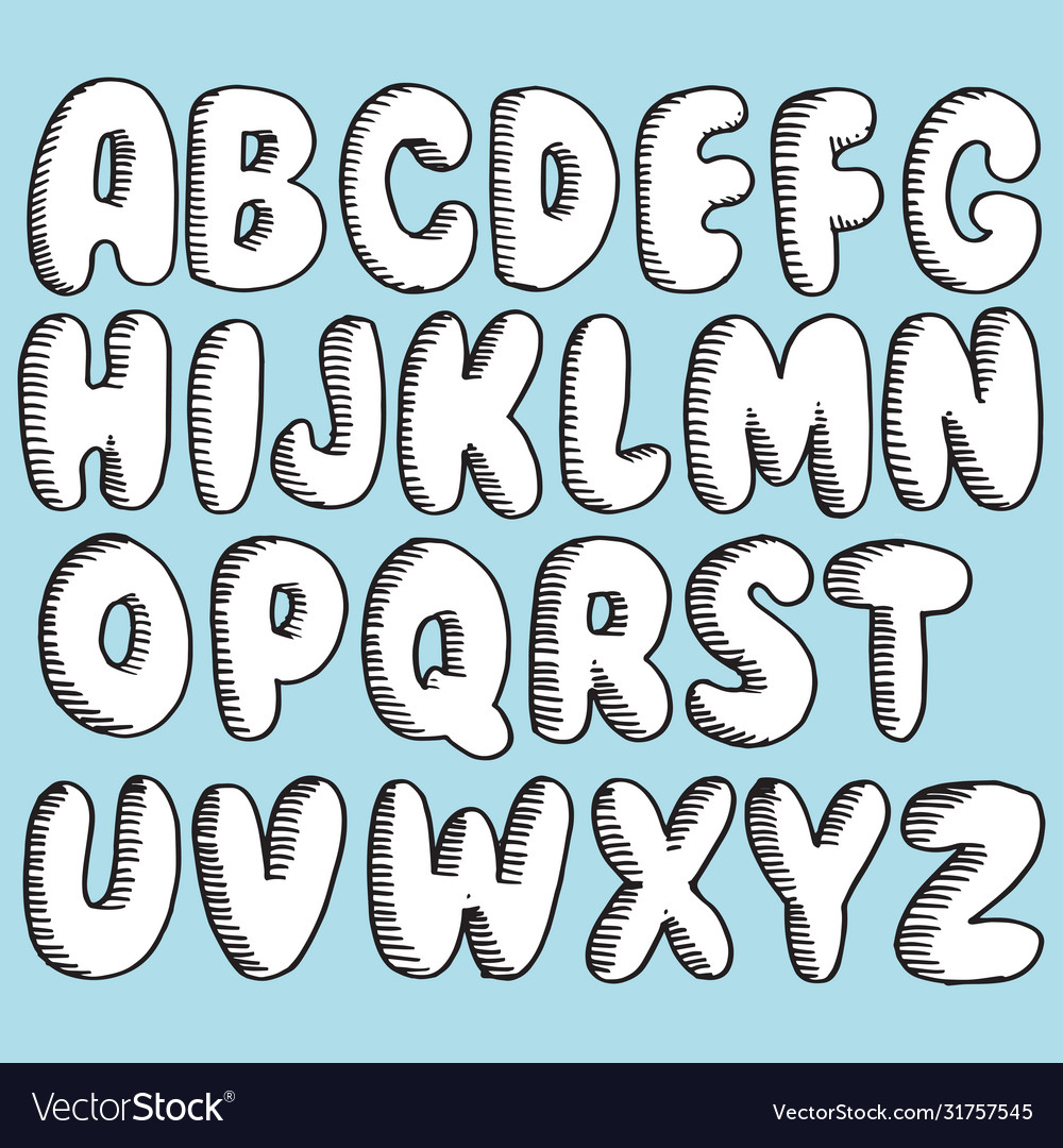 Hand Drawn Doodle Font Set Sketch Alphabet Vector Image 1184