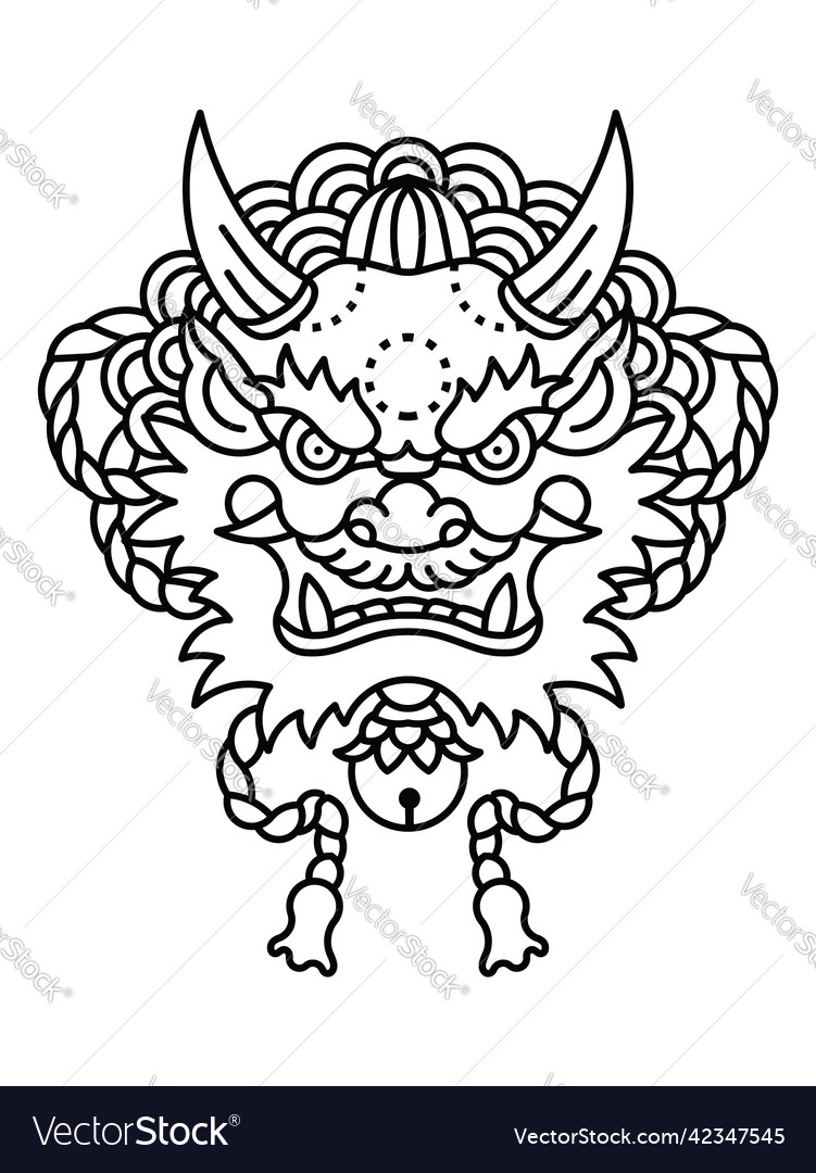 Premium Vector  Oni sketch illustration with ninja mask and mandala tattoo