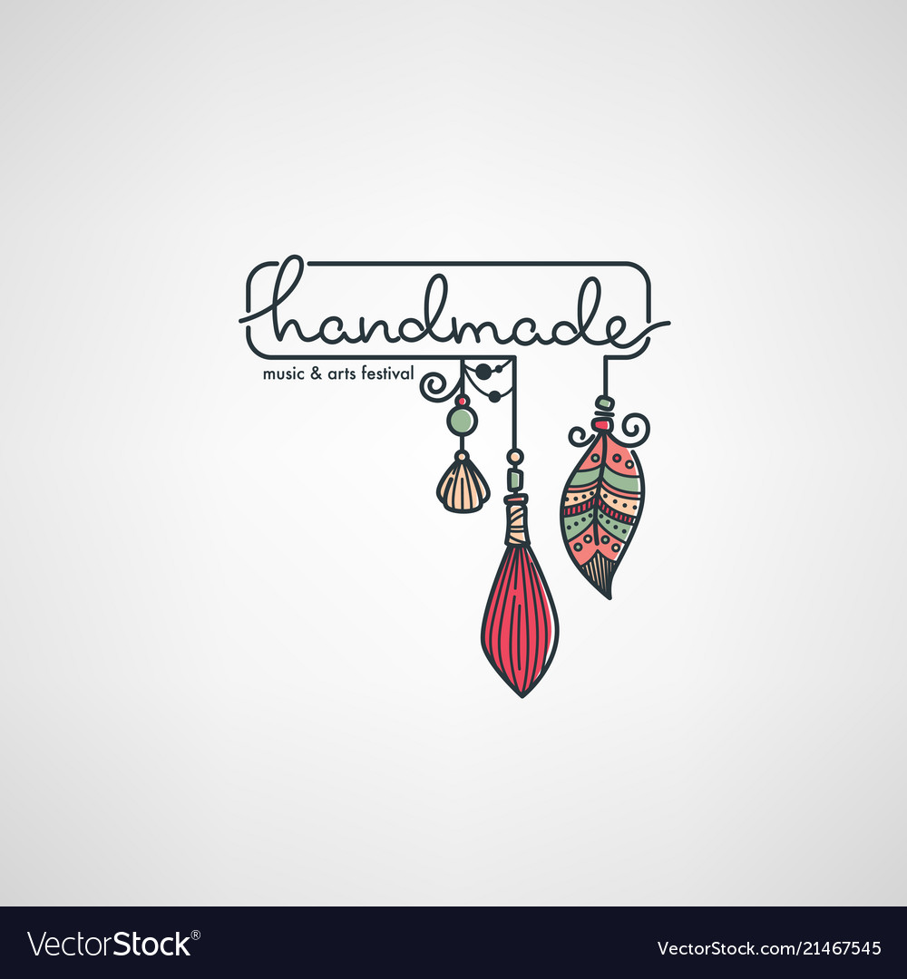 handmade-art-festival-hand-drawn-doodle-logo-vector-image