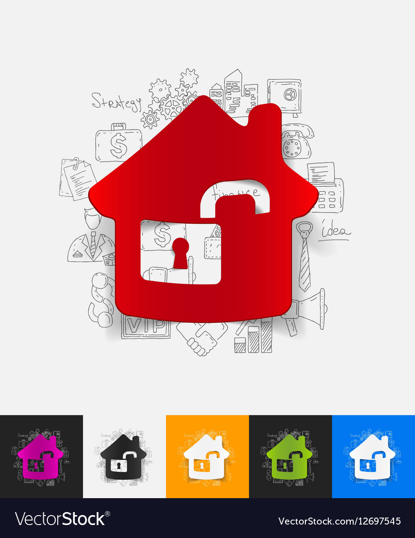 House paper sticker with hand drawn elements