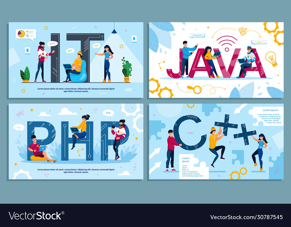 It programming language and web development set vector image It programming language and web development set