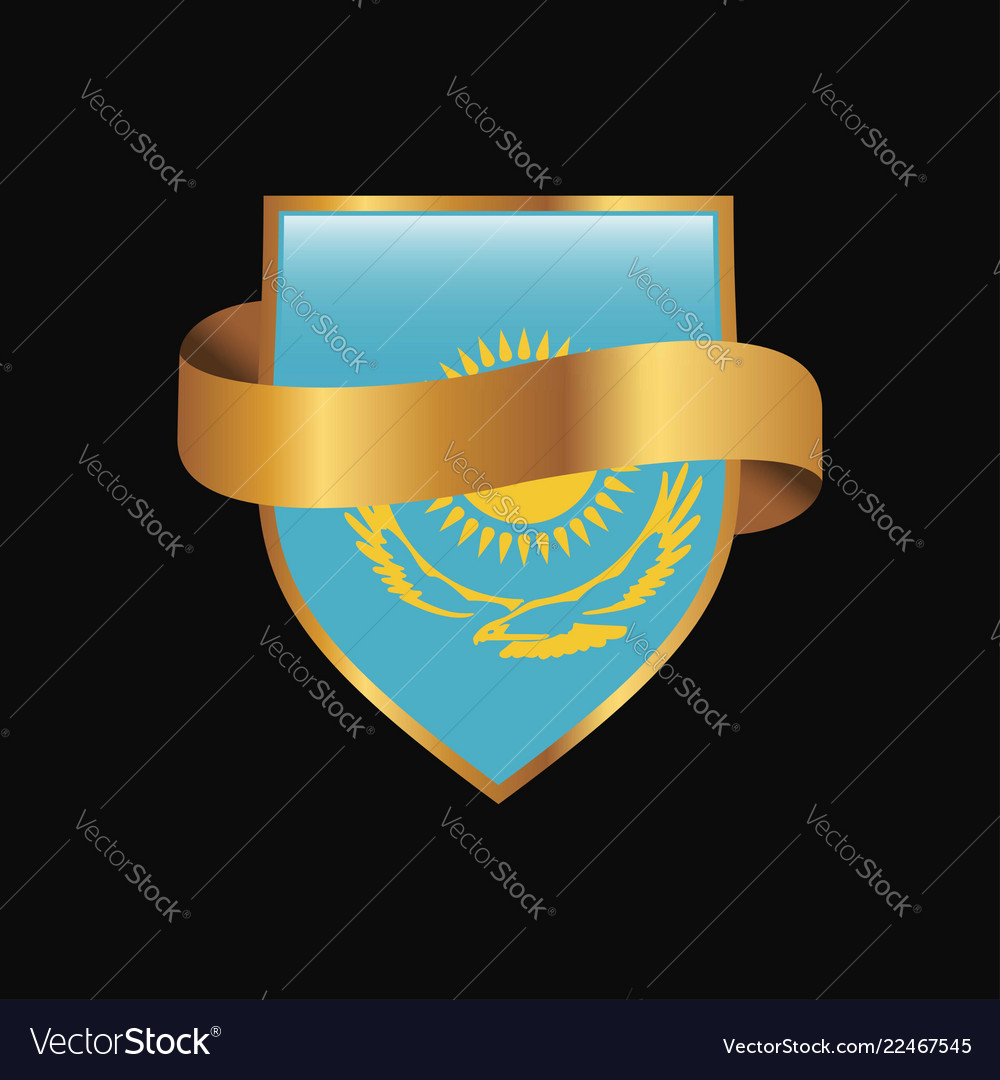 Kasachstan Flagge golden Badge Design