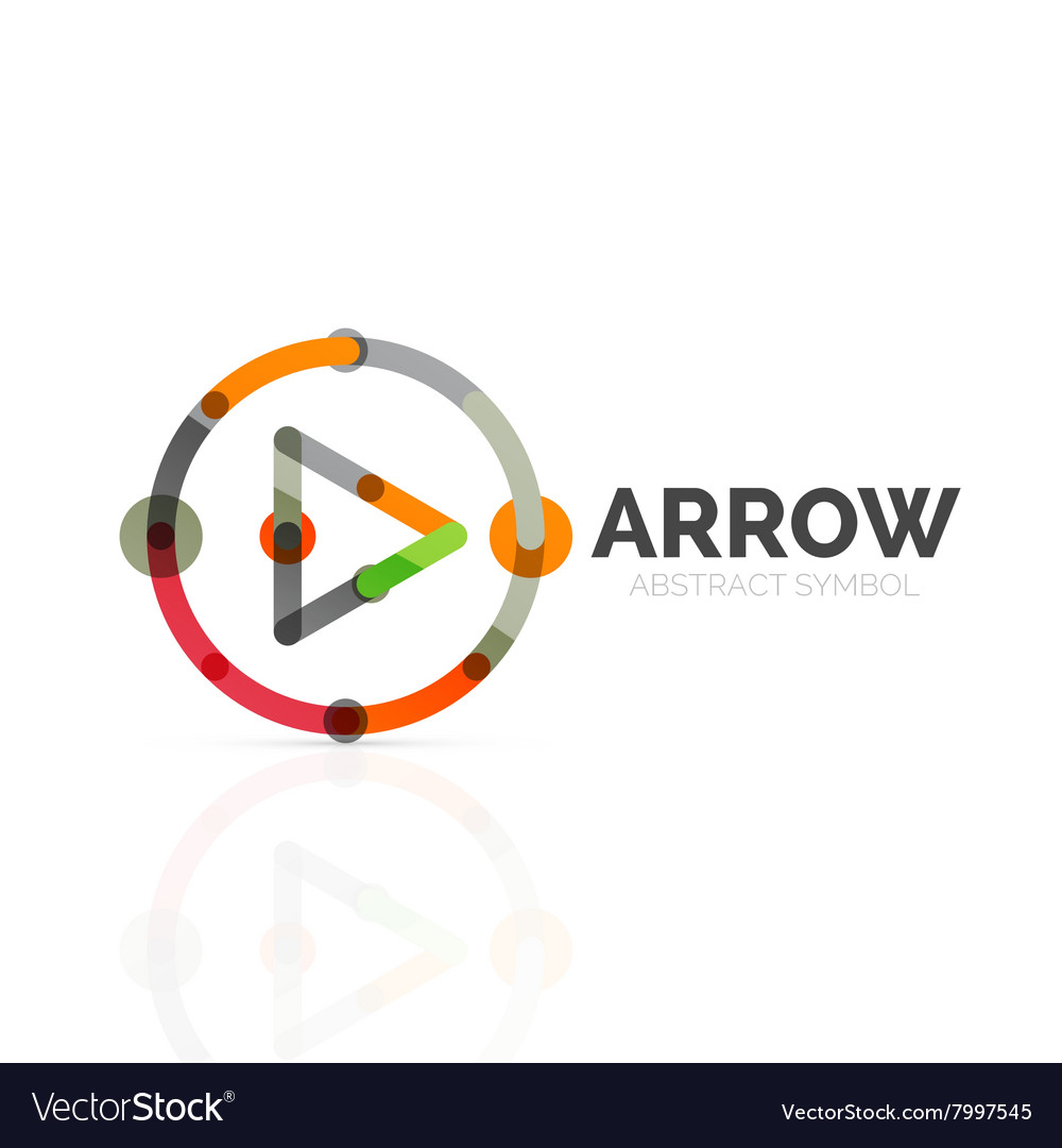 Linear arrow abstract logo connected multicolored
