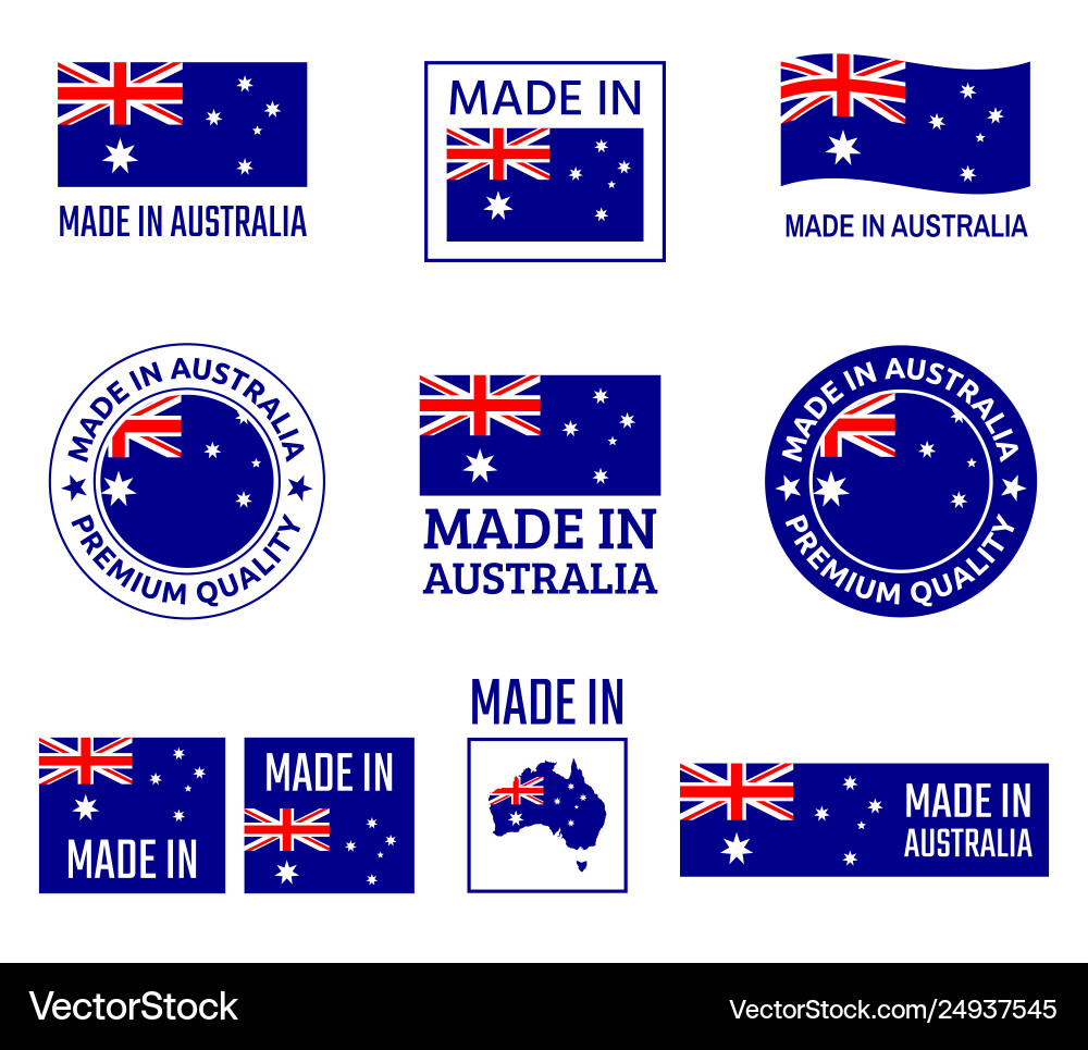 Made in australia labels set in commonwealth Vector Image