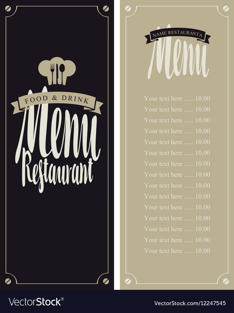 Menu with price list and toque Royalty Free Vector Image