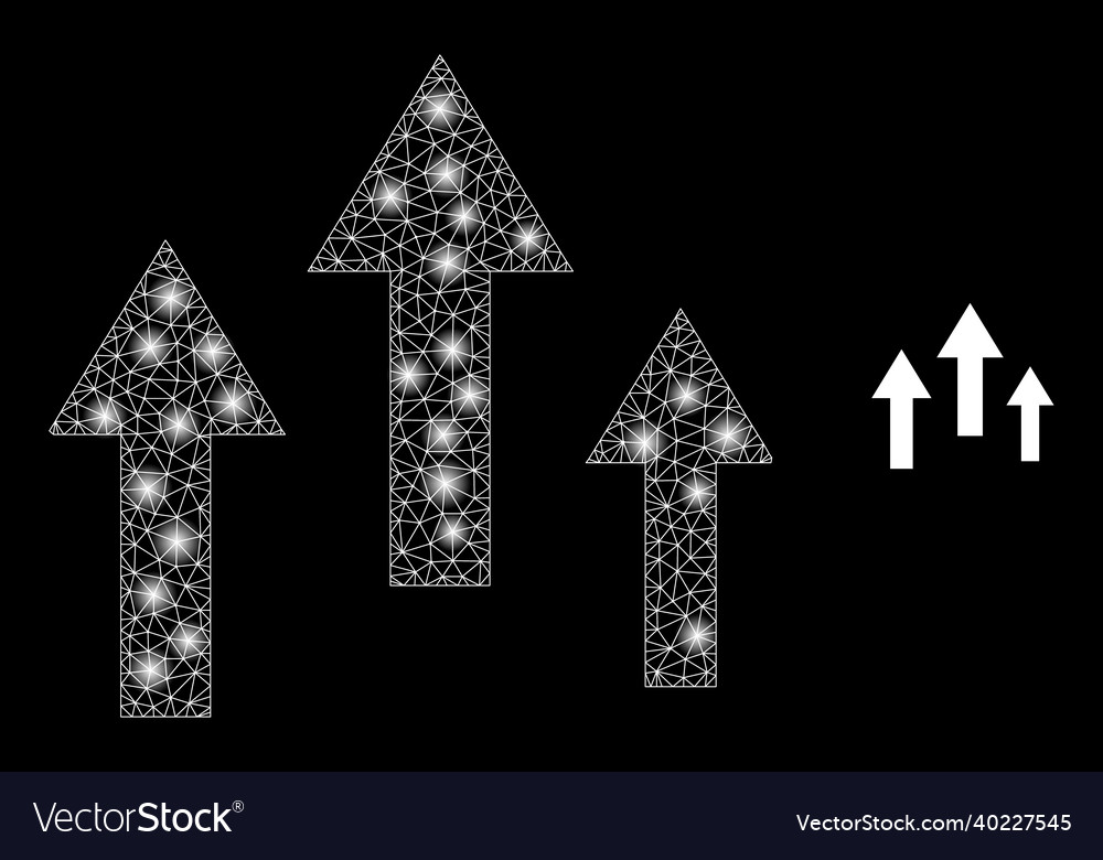 Mesh net up arrows with bright vector image Mesh net up arrows with bright