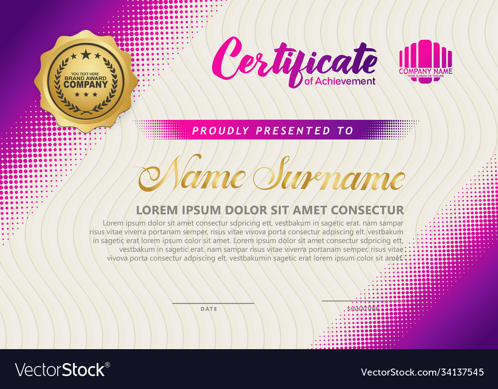 Modern certificate template with diagonal