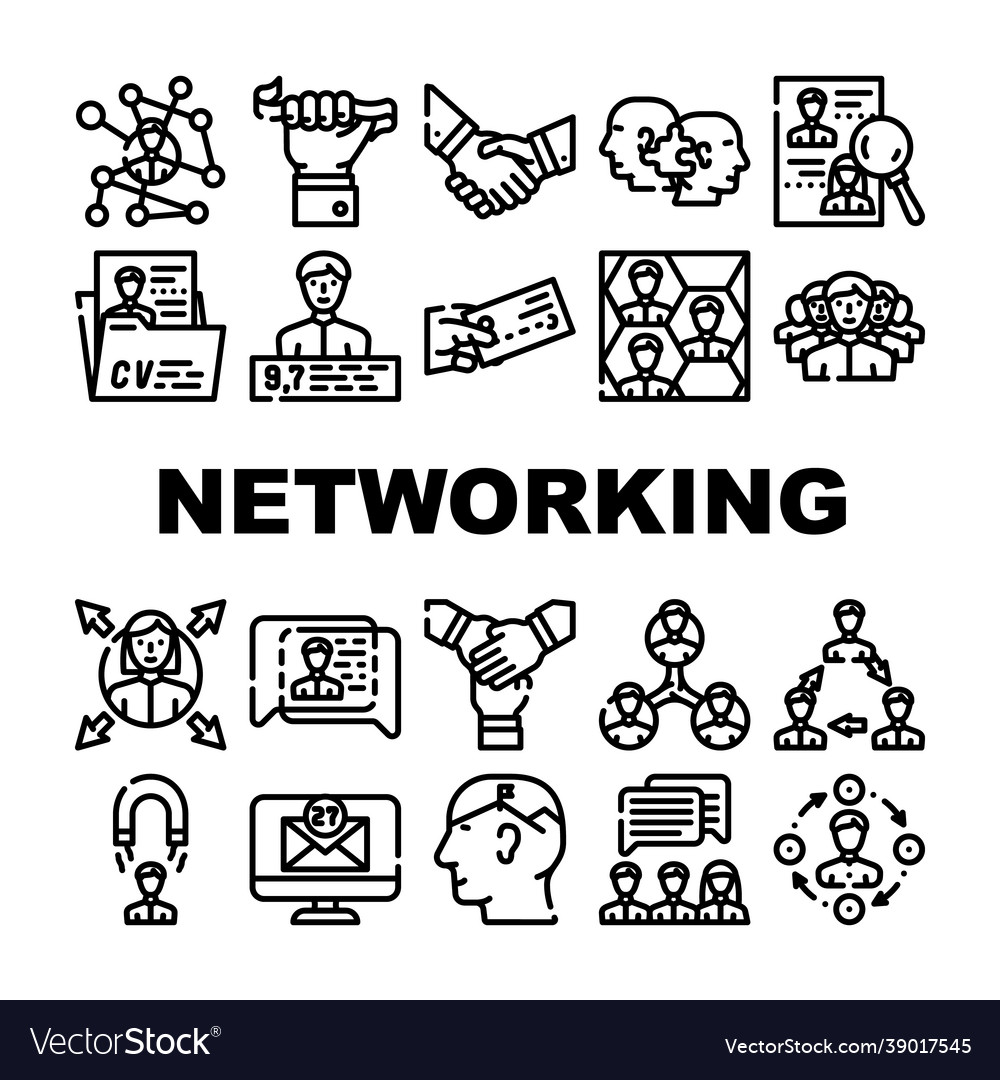 Networking global communication icons set vector image Networking global communication icons set