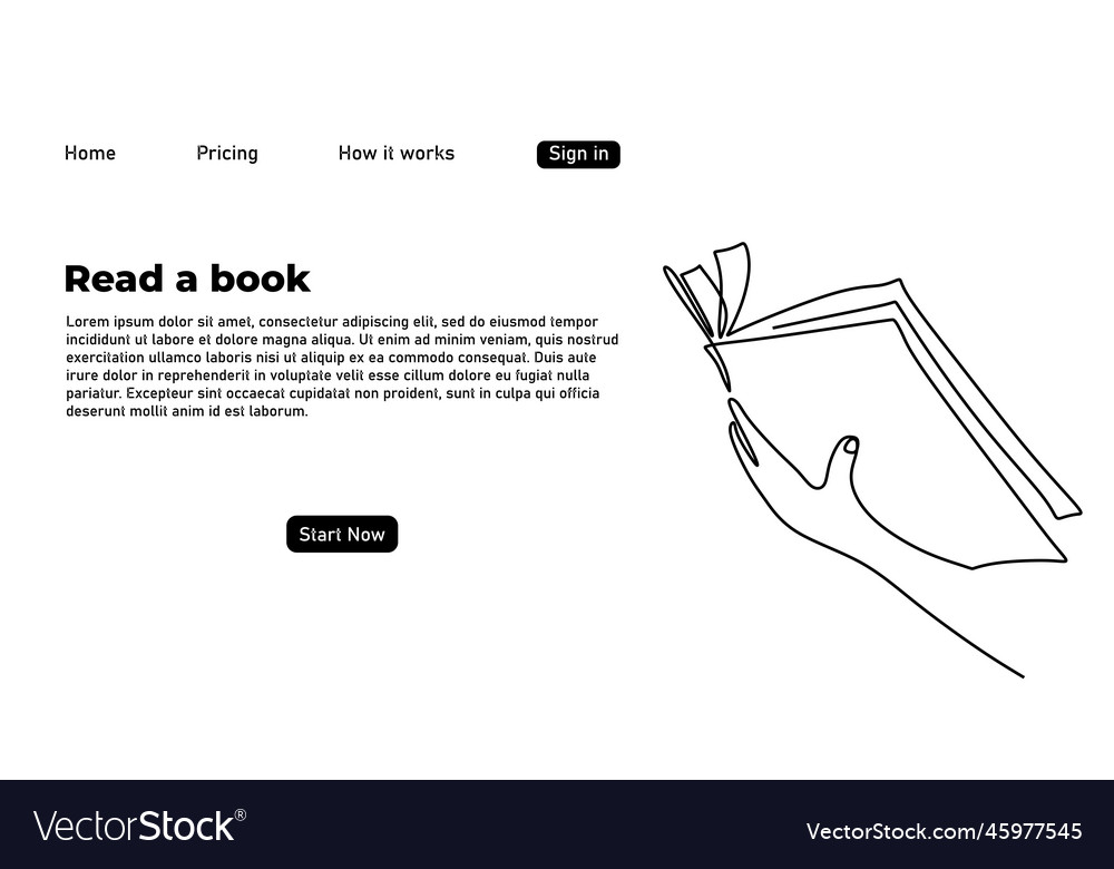One continuous single line drawing of reading vector image One continuous single line drawing of reading