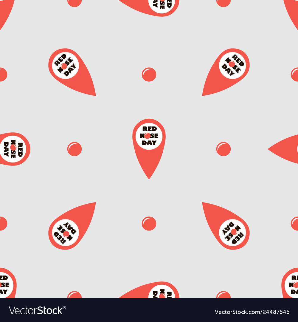 Red nose day seamless pattern with location point