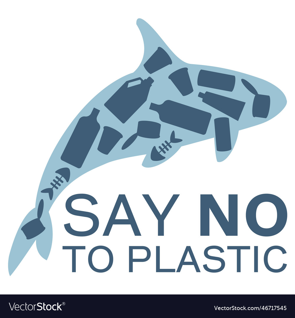 Say no to plastic banner stop ocean pollution Vector Image