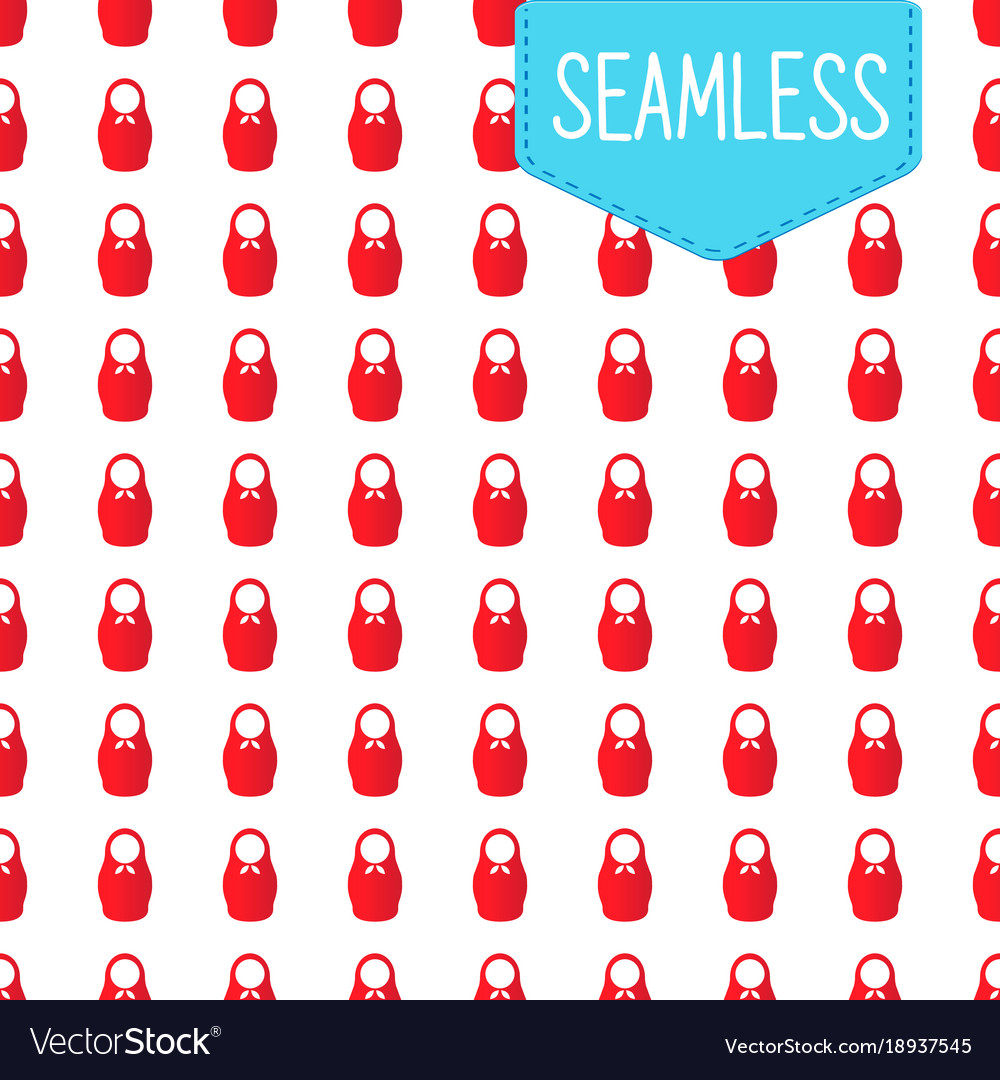 Seamless pattern with simple red matryoshka