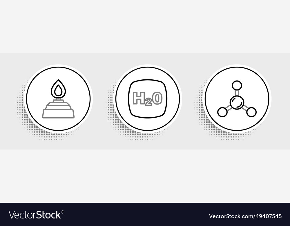 Set line molecule alcohol or spirit burner