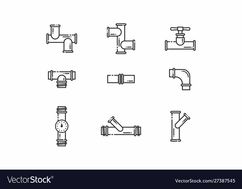 Set linear icons pipe different sizes