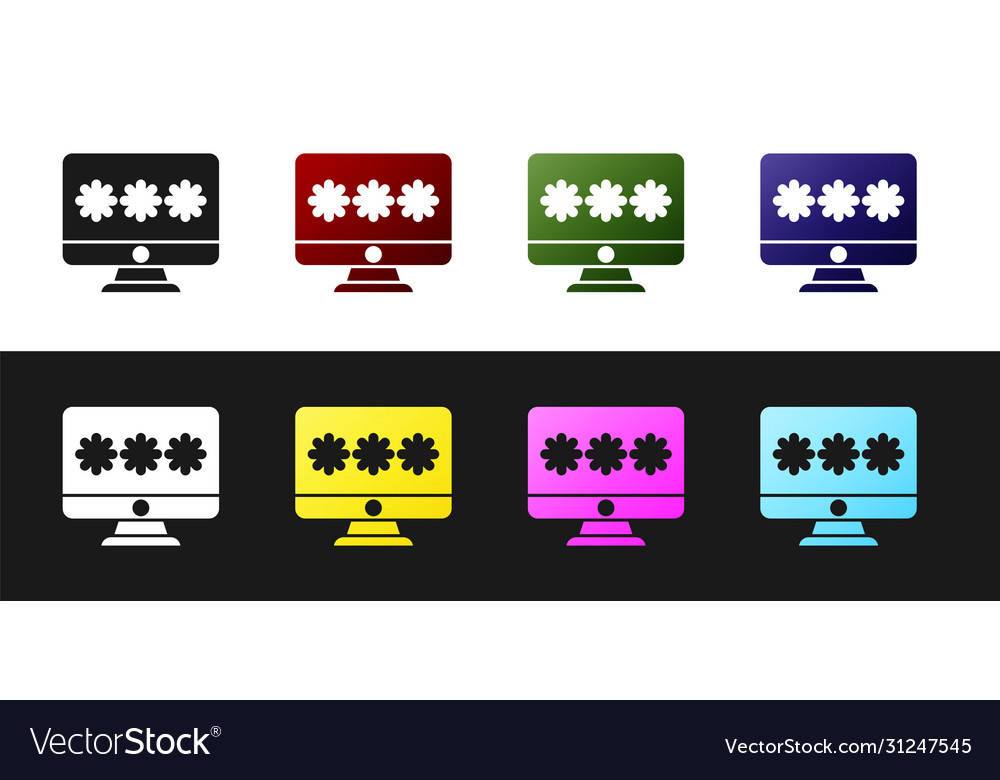 Set monitor with password notification icon vector image Set monitor with password notification icon