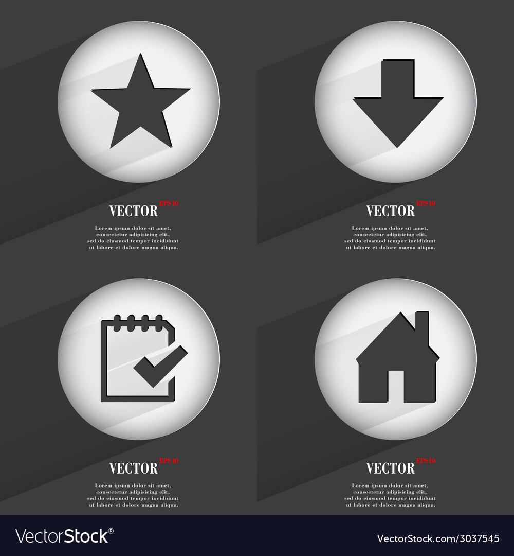 Set of 4 flat buttons icons with shadows