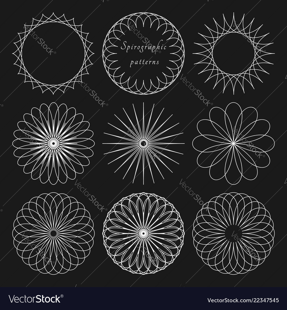 Set round linear elements for design spirographic vector image Set round linear elements for design spirographic