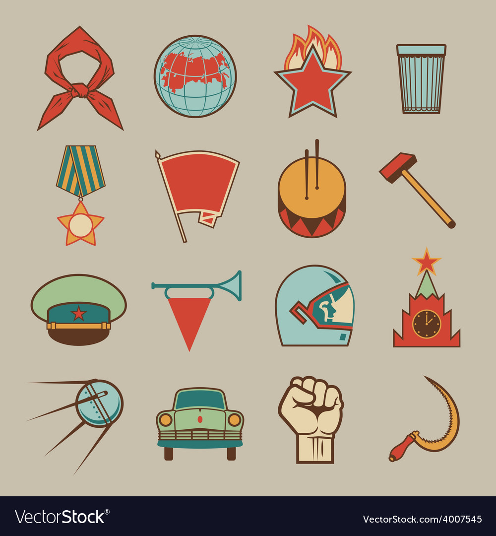 Soviet icons color Royalty Free Vector Image - VectorStock