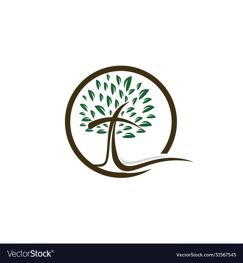 Tree religious cross symbol icon design