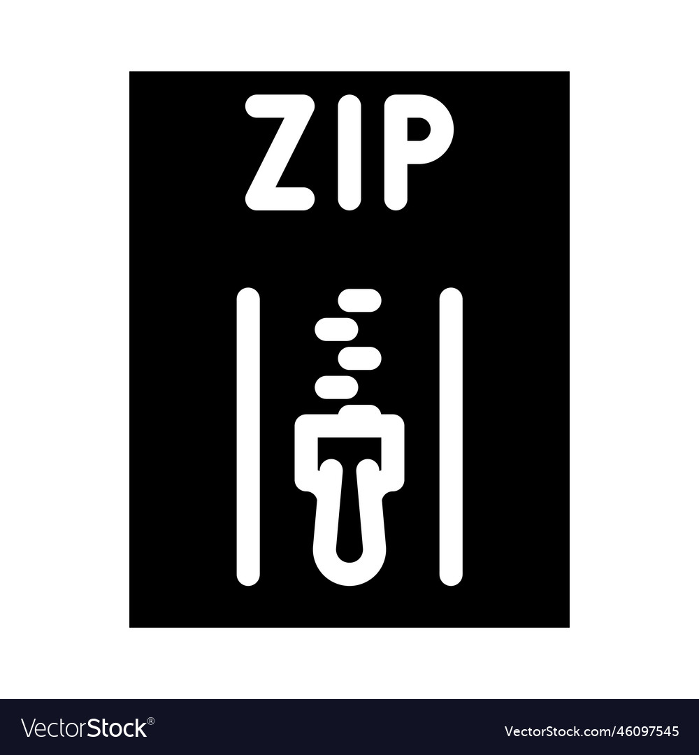 Zip file format document glyph icon vector image Zip file format document glyph icon