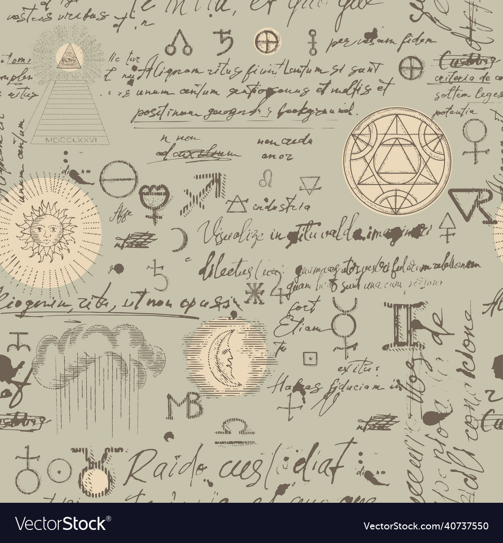 A pattern with an esoteric manuscript vector image A pattern with an esoteric manuscript