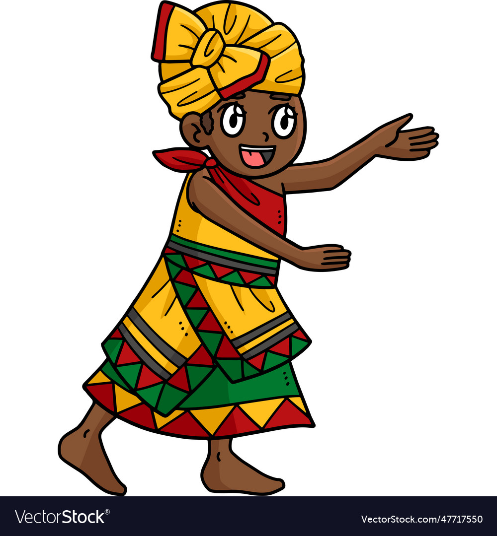 Afro girl playing cartoon colored clipart Vector Image