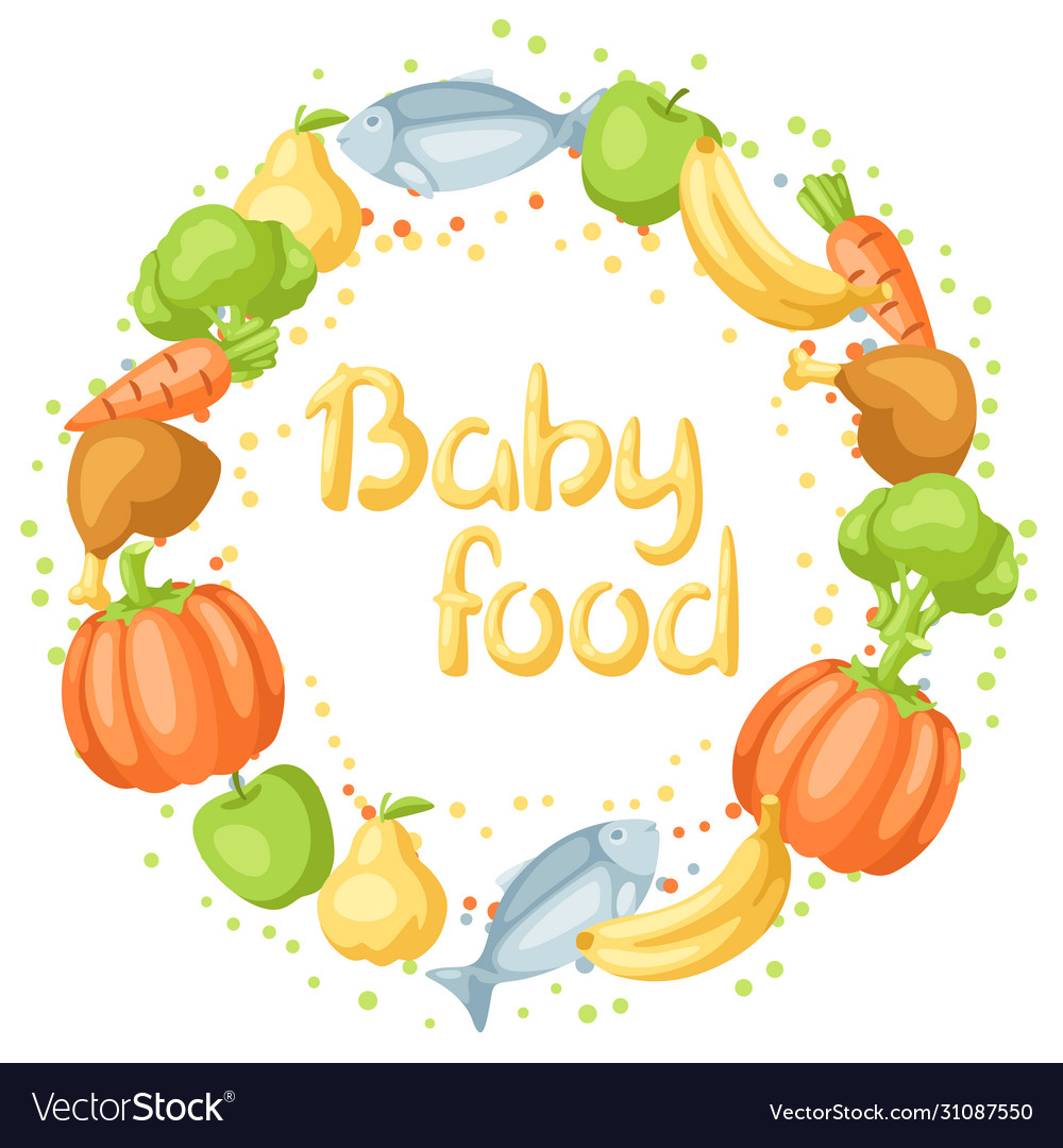 Background with baby food items