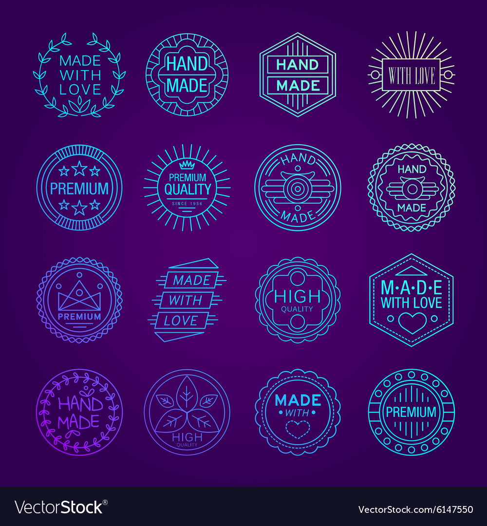 Handmade Emblems Linear Set Royalty Free Vector Image