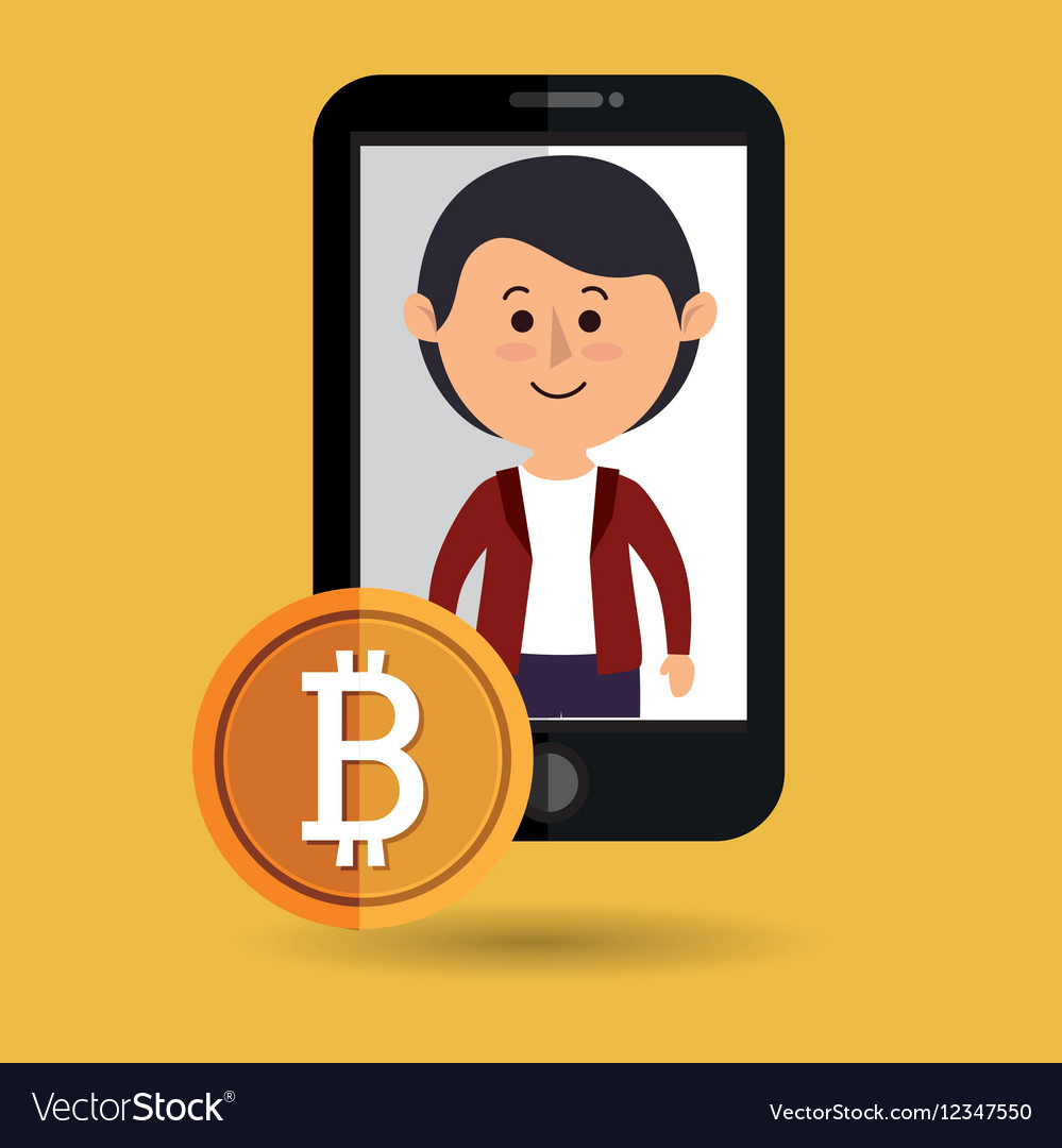 Man smartphone bit coin