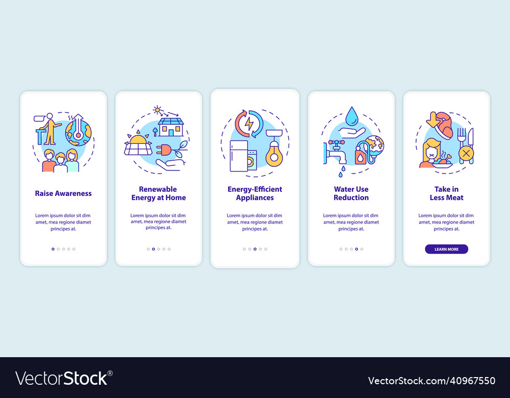Preventing climate changes onboarding mobile app vector image Preventing climate changes onboarding mobile app