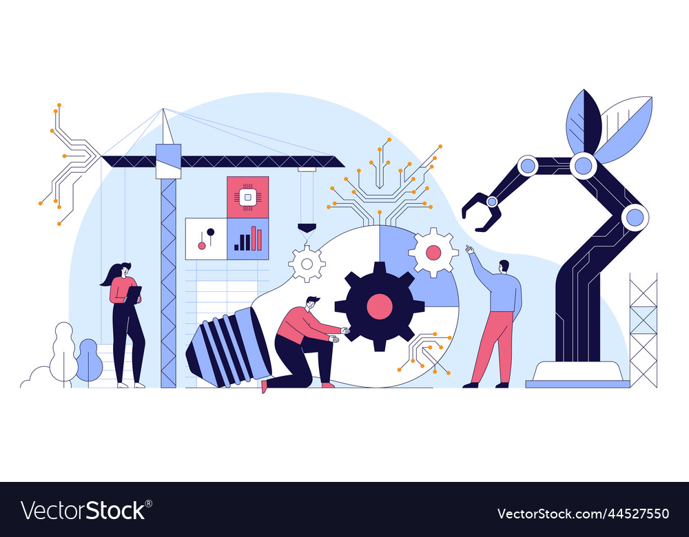 Programmers creates an artificial intelligence Vector Image Programmers creates an artificial intelligence