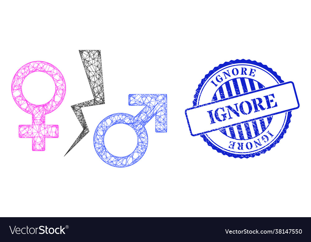 Scratched ignore badge and net divorce symbol mesh