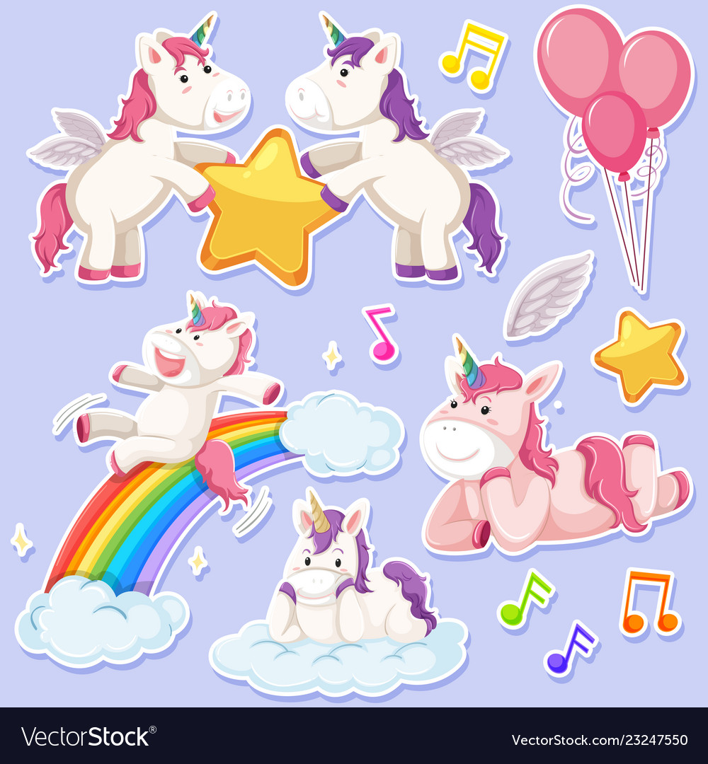 Set of unicorn character