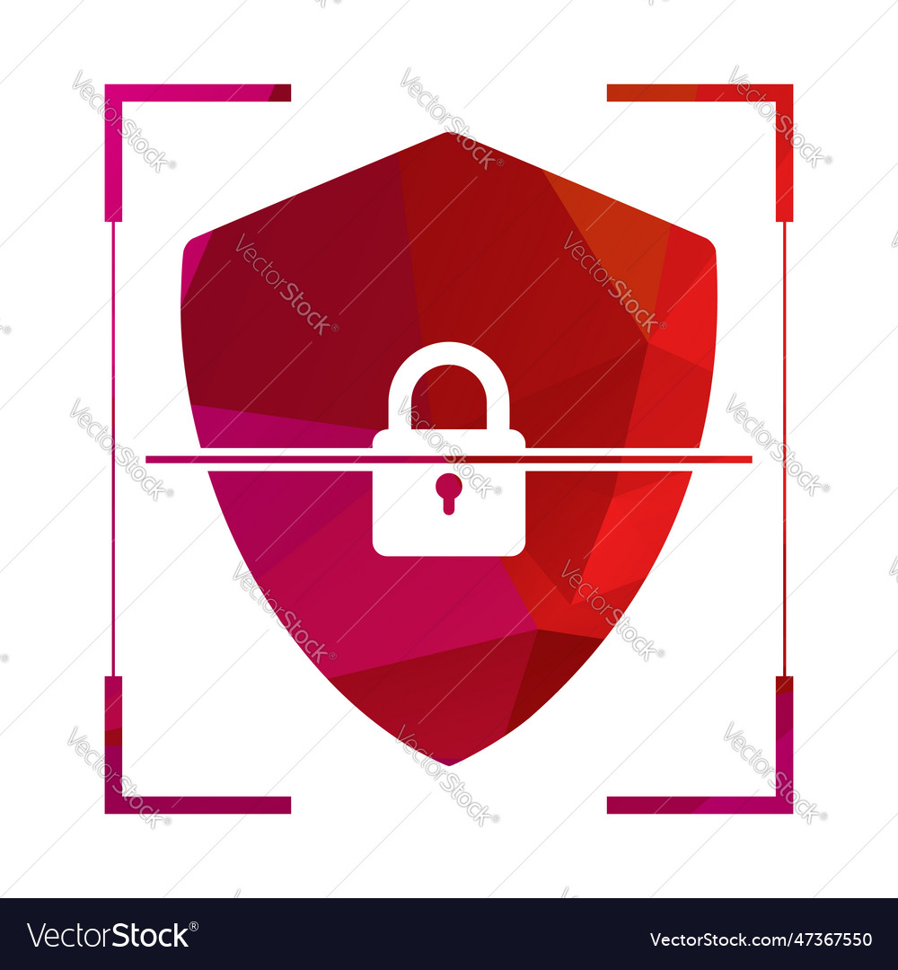 Shield security lock icon with scanning bar vector image Shield security lock icon with scanning bar