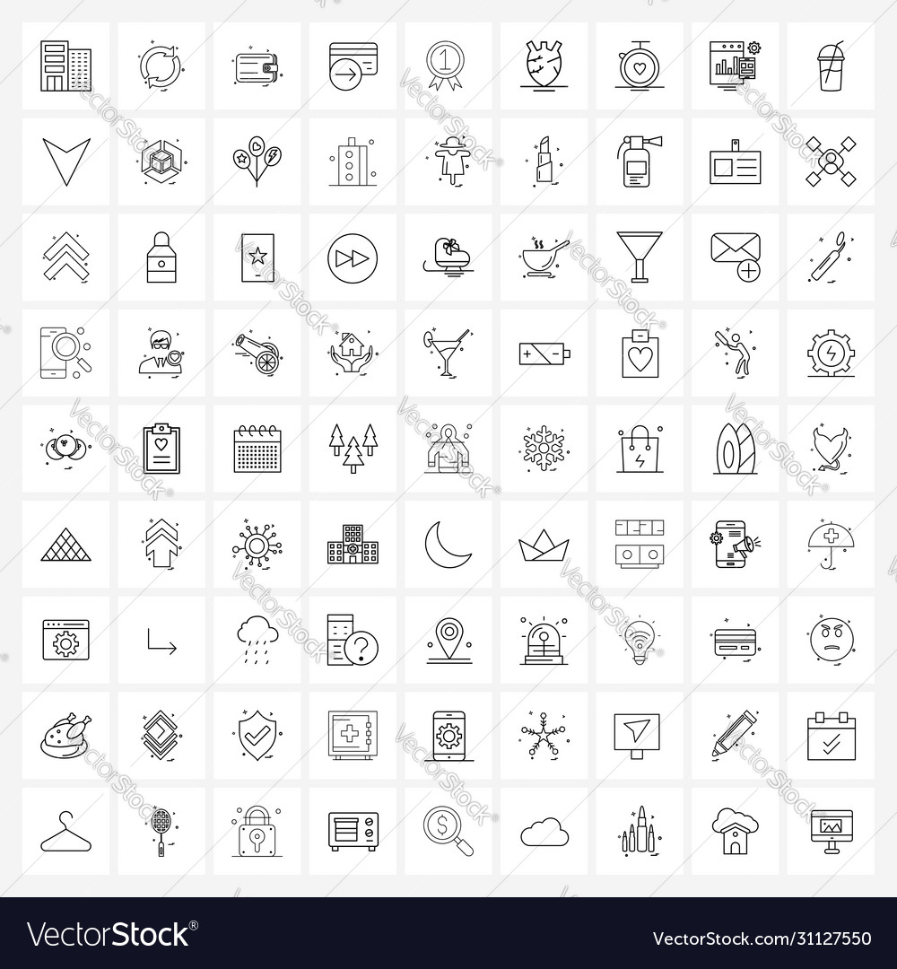 Simple set 81 line icons such as first arrow