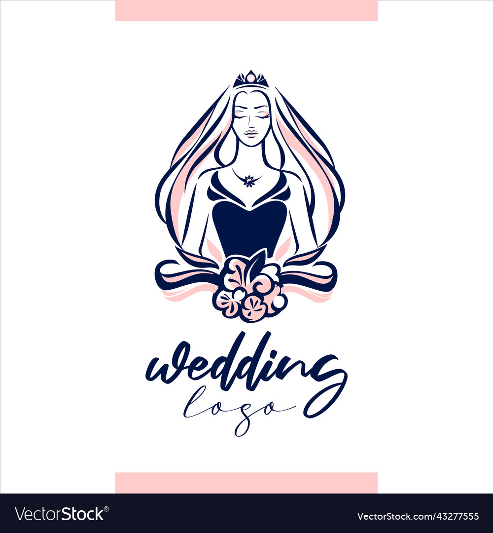 A logo with beautiful bride for wedding Royalty Free Vector