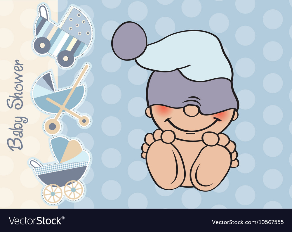 Baby boy shower card with funny little