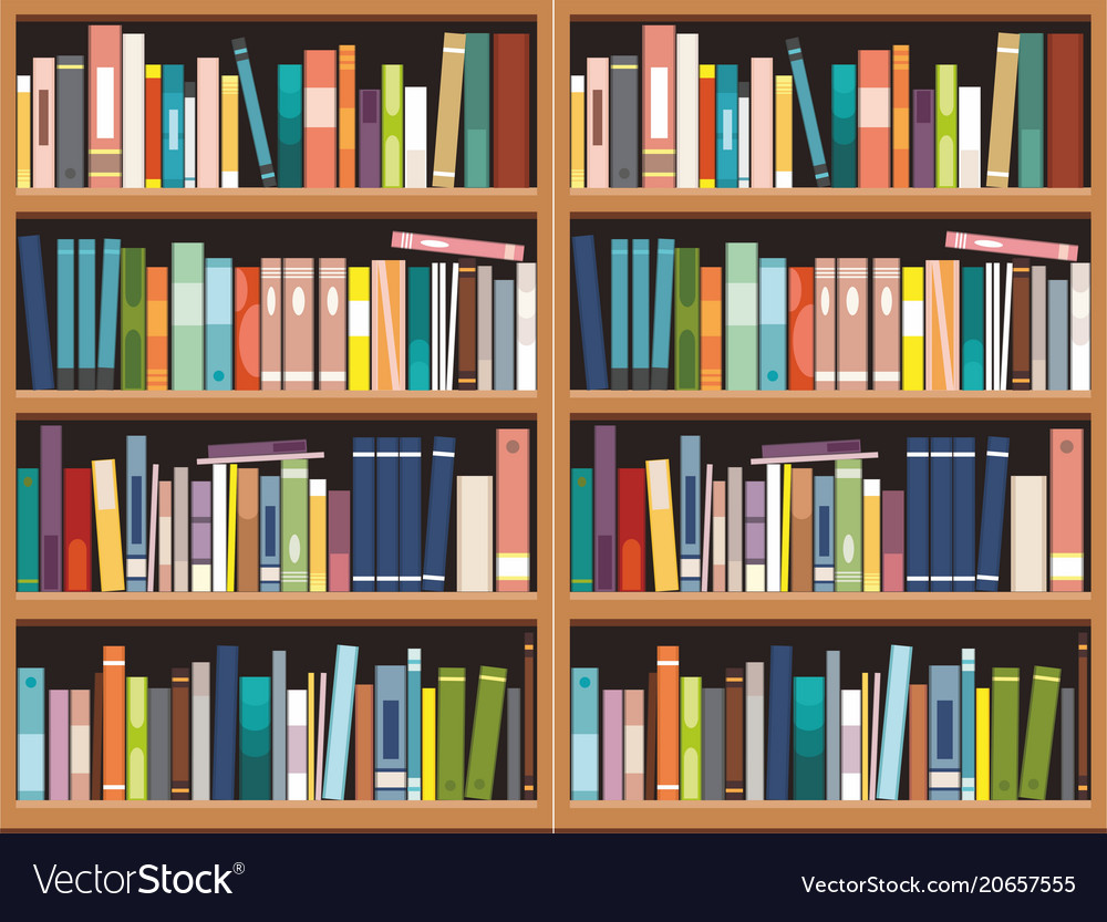 Download Bookshelve with books background library Vector Image